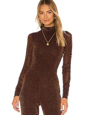 House of Harlow 1960 x REVOLVE Sienna Bodysuit in Brown & Gold